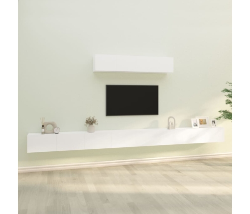 Set de muebles para TV 6 piezas madera contrachapada blanco