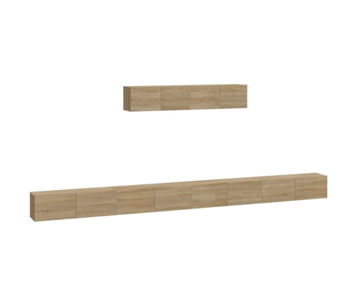 Set de muebles para TV 6 pzas madera contrachapada roble sonoma