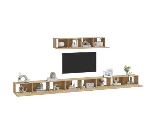 Set de muebles para TV 6 pzas madera contrachapada roble sonoma