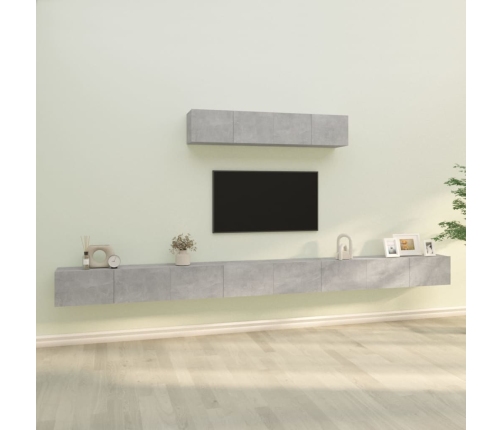 Set de muebles de TV 6 pzas madera contrachapada gris hormigón