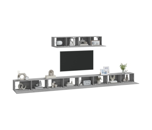 Set de muebles para TV 6 pzas madera contrachapada gris Sonoma