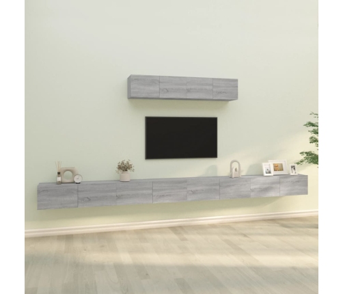 Set de muebles para TV 6 pzas madera contrachapada gris Sonoma