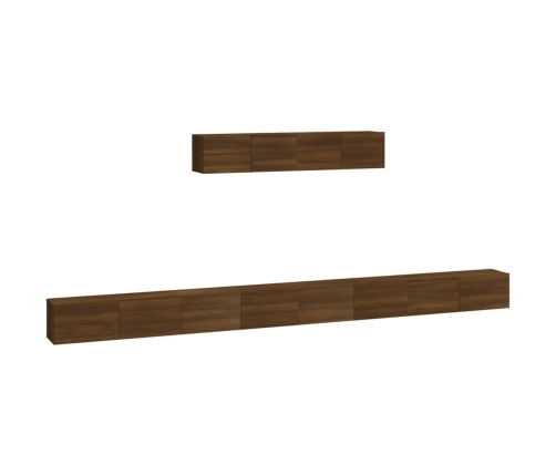 Set de muebles para TV 6 pzas madera contrachapada roble marrón