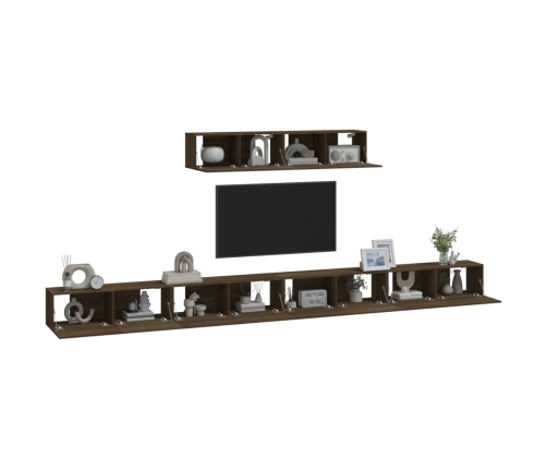 Set de muebles para TV 6 pzas madera contrachapada roble marrón