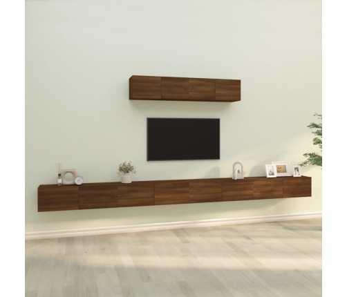 Set de muebles para TV 6 pzas madera contrachapada roble marrón