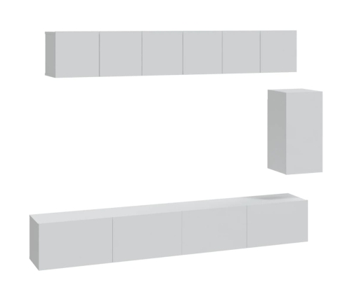 Set de muebles para TV 6 piezas madera contrachapada blanco