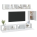 Set de muebles para TV 6 piezas madera contrachapada blanco