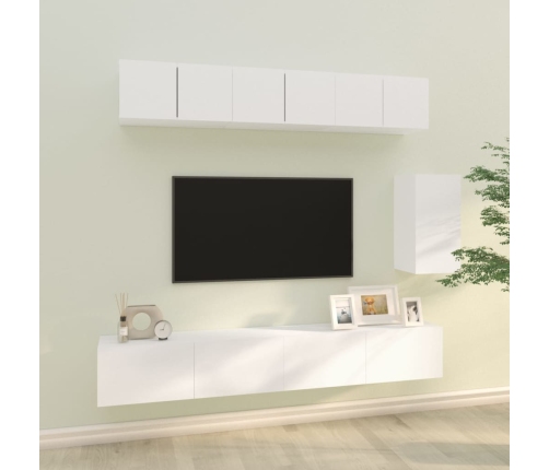 Set de muebles para TV 6 piezas madera contrachapada blanco