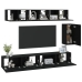 Set de muebles para TV 6 piezas madera contrachapada negro