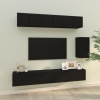 Set de muebles para TV 6 piezas madera contrachapada negro