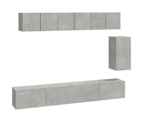 Set de muebles de TV 6 pzas madera contrachapada gris hormigón