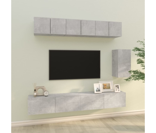 Set de muebles de TV 6 pzas madera contrachapada gris hormigón