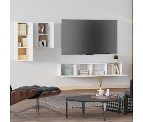 Set de muebles para TV 4 piezas madera contrachapada blanco