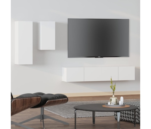 Set de muebles para TV 4 piezas madera contrachapada blanco