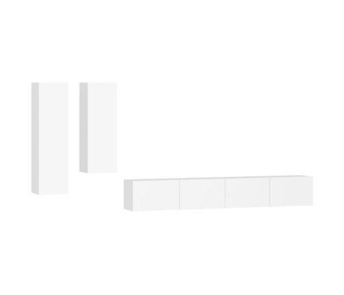 Set de muebles para TV 4 piezas madera contrachapada blanco