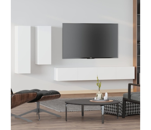 Set de muebles para TV 4 piezas madera contrachapada blanco