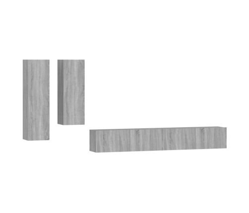 Set de muebles para TV 4 pzas madera contrachapada gris Sonoma