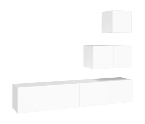 Set de muebles para TV 4 piezas madera contrachapada blanco