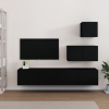 Set de muebles para TV 4 piezas madera contrachapada negro