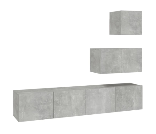 Set de muebles de TV 4 pzas madera contrachapada gris hormigón