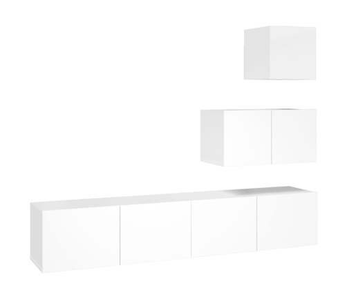 Set de muebles de TV 4 pzas madera contrachapada blanco brillo