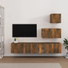 Set de muebles de TV 4 pzas madera contrachapada roble ahumado