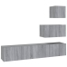 Set de muebles para TV 4 pzas madera contrachapada gris Sonoma