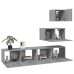 Set de muebles para TV 4 pzas madera contrachapada gris Sonoma