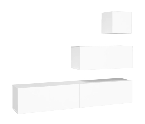 Set de muebles para TV 4 piezas madera contrachapada blanco