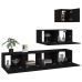 Set de muebles para TV 4 piezas madera contrachapada negro