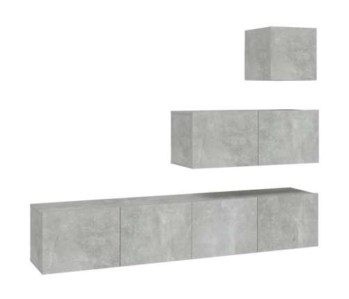 Set de muebles de TV 4 pzas madera contrachapada gris hormigón