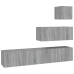 Set de muebles para TV 4 pzas madera contrachapada gris Sonoma