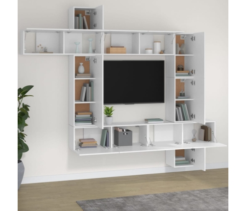 vidaXL Set de muebles para TV 9 piezas madera contrachapada blanco