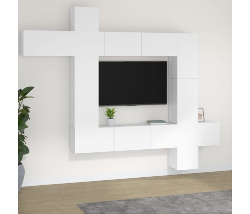 vidaXL Set de muebles para TV 9 piezas madera contrachapada blanco