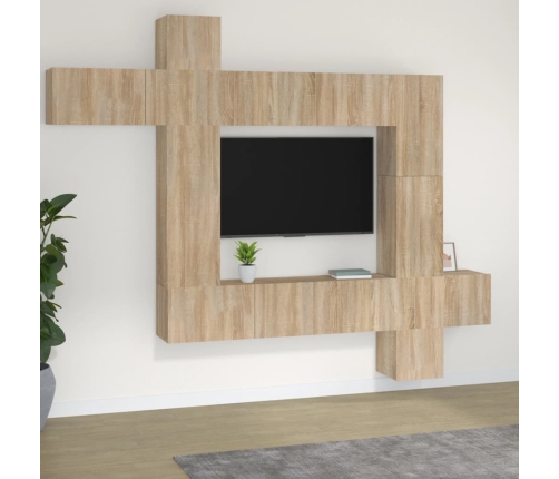 Set de muebles para TV 9 pzas madera contrachapada roble sonoma