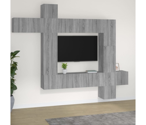 vidaXL Set de muebles para TV 9 pzas madera contrachapada gris Sonoma