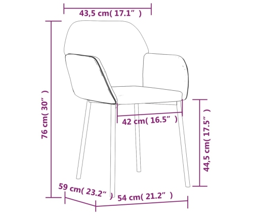 Sillas de comedor 2 unidades terciopelo gris claro