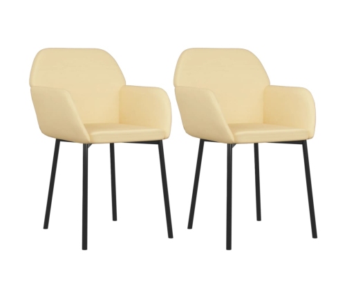 Sillas de comedor 2 unidades terciopelo crema