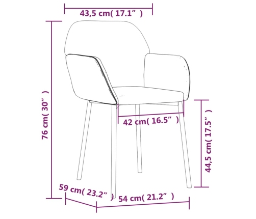 Sillas de comedor 2 unidades terciopelo crema