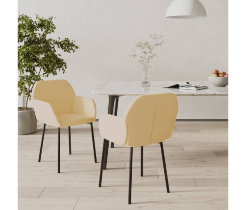 Sillas de comedor 2 unidades terciopelo crema