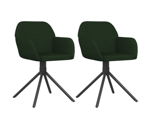 Sillas de comedor giratorias 2 unidades terciopelo verde oscuro