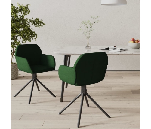 Sillas de comedor giratorias 2 unidades terciopelo verde oscuro
