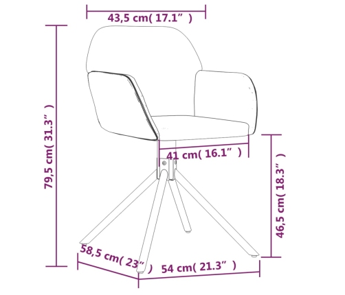 Sillas de comedor giratorias 2 unidades terciopelo rosa