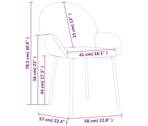 Sillas de comedor 2 unidades cuero sintético crema