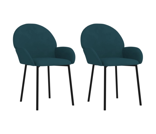 Sillas de comedor 2 unidades terciopelo azul