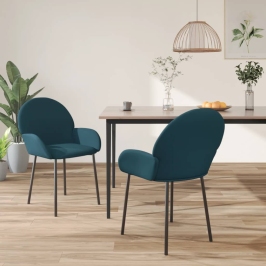Sillas de comedor 2 unidades terciopelo azul