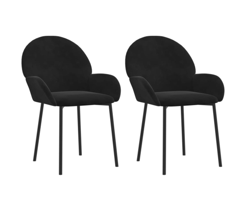 Sillas de comedor 2 unidades terciopelo negro