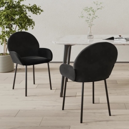 Sillas de comedor 2 unidades terciopelo negro