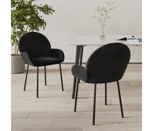 Sillas de comedor 2 unidades terciopelo negro