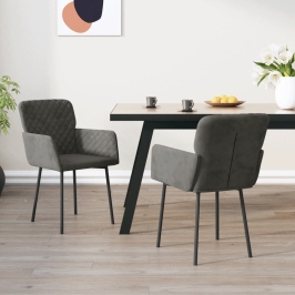 Sillas de comedor 2 unidades terciopelo gris oscuro